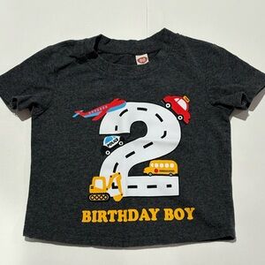 Birthday Boy T-Shirt with Vehicles - Gray